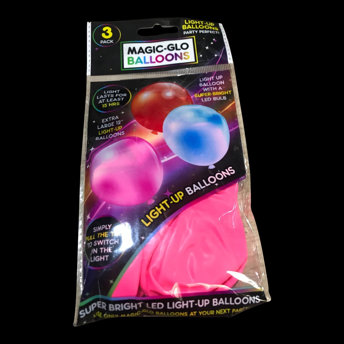 Magic Glow Balloons 3 Packs  Extra 12'' Light up