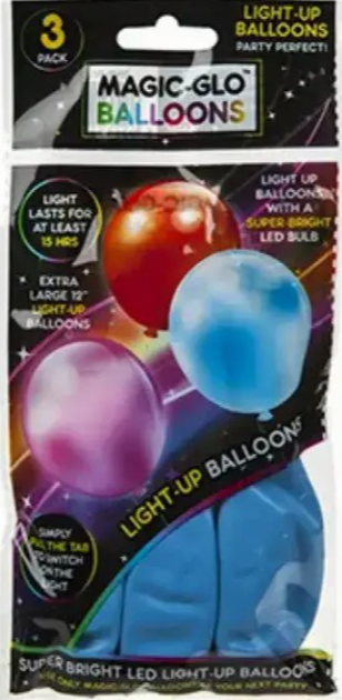 Magic Glow Balloons 3 Packs  Extra 12'' Light up